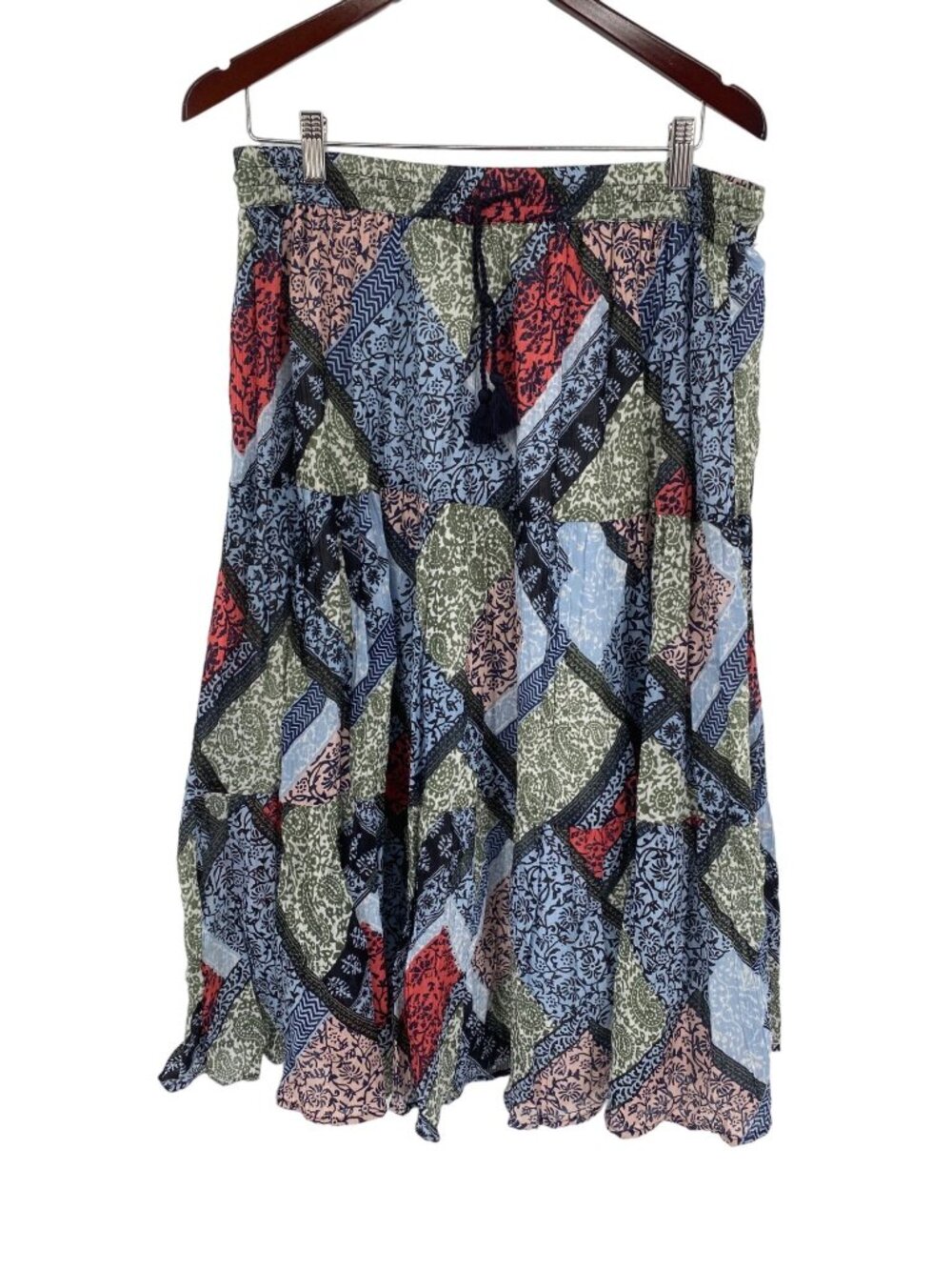 NWT LAURA SCOTT MISSY PRINT CRINKLE SKIRT SERENETY SIZE LARGE